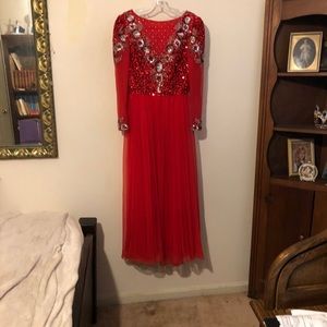 Formal gown tea length red